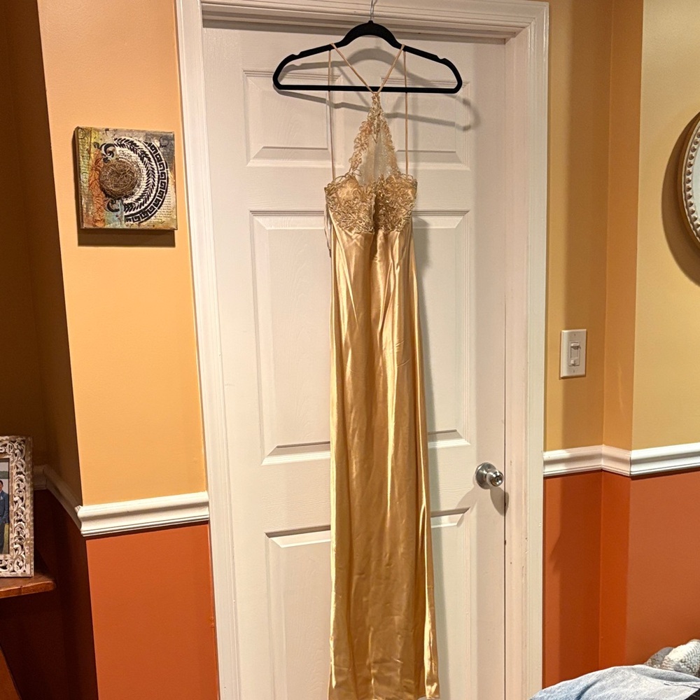 Alfred Angelo Gold Lace Trim Gown